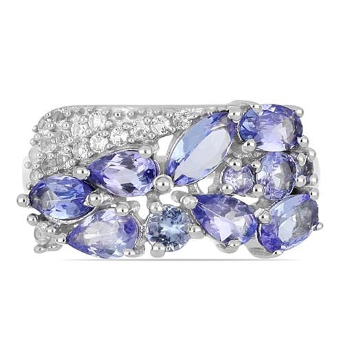 BUY REAL TANZANITE GEMSTONE RING IN 925 SILVER